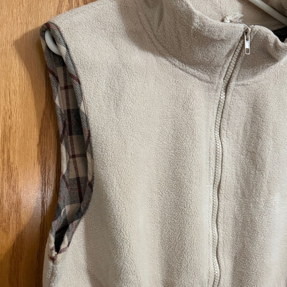 Hem & Thread Cream Zip-Front Drawstring Fleece Vest - Picture 4 of 7